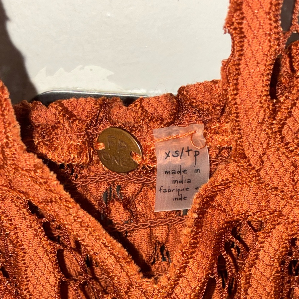 Free People Rust Orange Lace-Trim Mini Dress - Picture 4 of 5